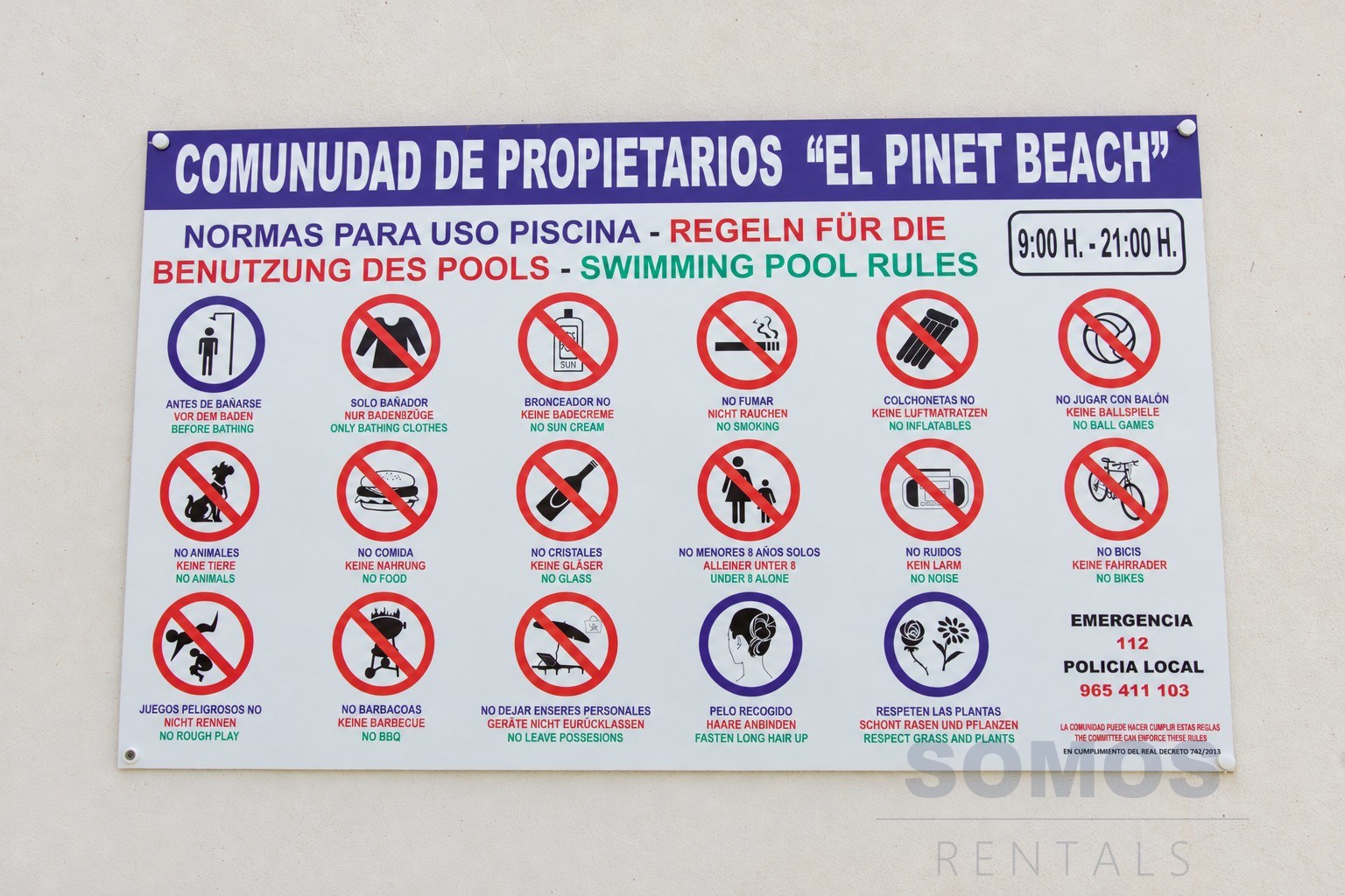 Community rules — Apartamento El Pinet, La Marina Village y El Pinet